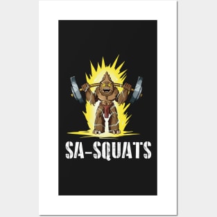 Sasquatch Squats (Sa-Squats)(White Text Variant) Posters and Art